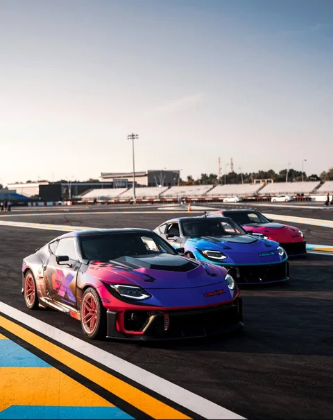 Custom motorsport Corvette graphics photographed at a circuit