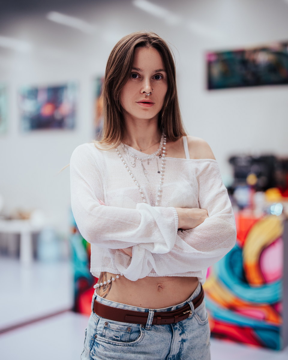 Barbara, co-founder of JUST GRAPHICS, in the Dubai studio
